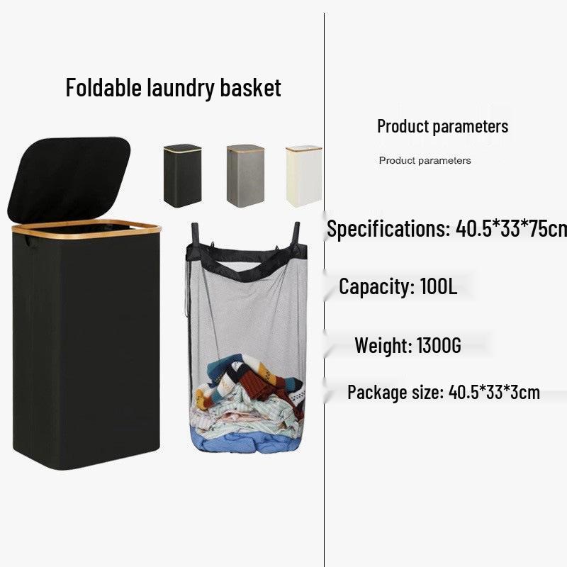 Foldable Laundry Basket with Inner Bag - Bathroom & Bedroom Storage, Oxford Cloth Hamper