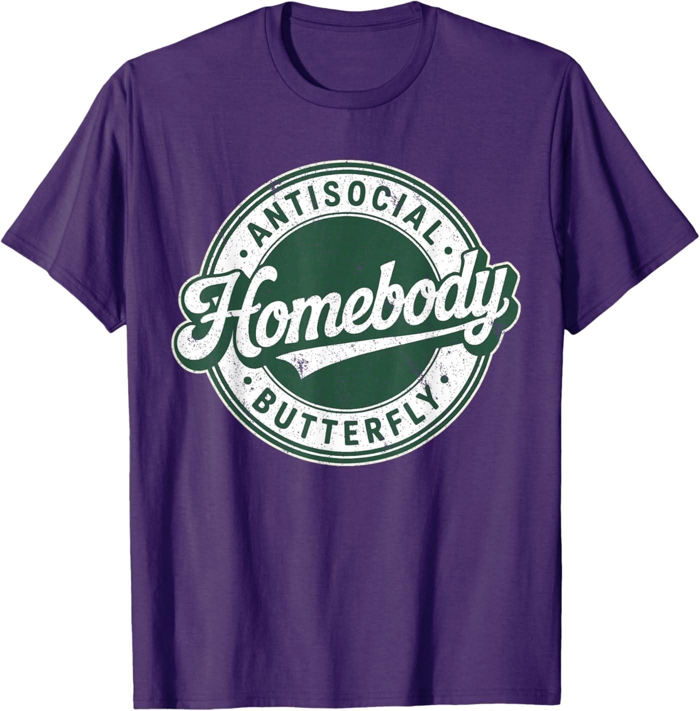 Retro Badge Vintage Introvert Homebody Antisocial Butterfly T-Shirt S разноцветный
