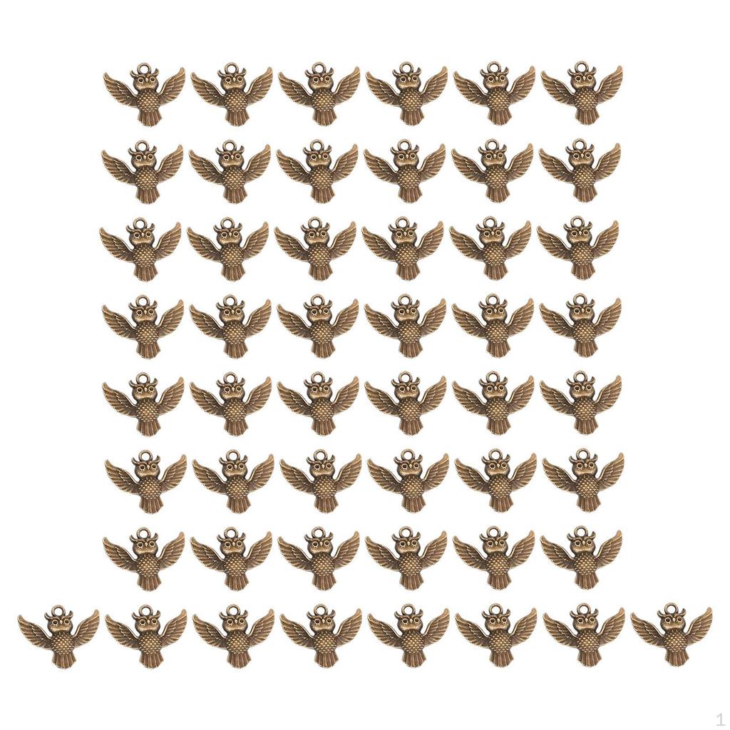 50 Pieces Antique Owl Animal Charms Alloy Pendant for DIY Earring Bracelet