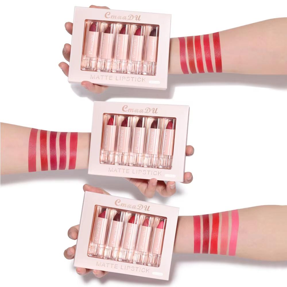 CmaaDu Lipstick Set Lipstick Lip Gloss Matte Moisturizing Long-lasting Easy Makeup Natural Health 5 Pieces Pack 1 Box - Mother's Day Gift