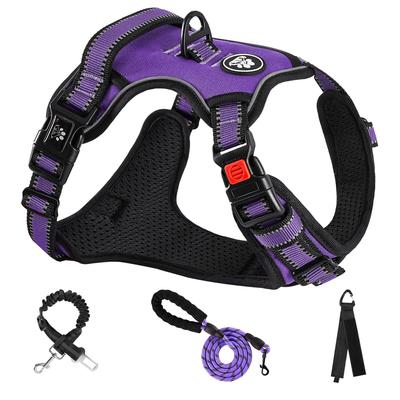 NESTROAD Adjustable Dog Harness with Reflective Night Lights for and Large Breathable Walking Training for Shiba Inu and Akita Inu Small, Medium,
