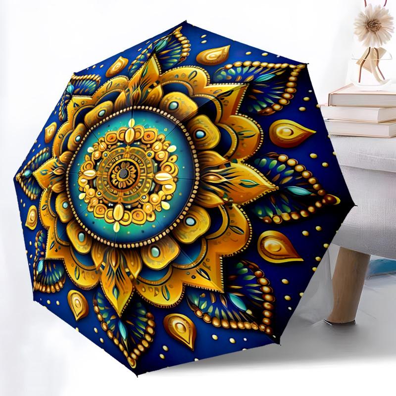 

1pc Mandala Artwork Automatic Umbrella - Automatic Opening And Closing, Sturdy Iron Frame, Formal Occasions yy251018184