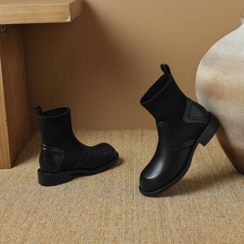 Autumn and winter rubber sole medium heel knight boots women's comfortable non-slip large size women's boots Korean version sleeve square heel medium