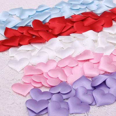 100Pcs 3D Love Heart Flower Sweet Romantic Wedding Party Decoration Padded Fabric Craft Throwing Petals Table