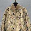 Womens Loose Fit Baseball Jacket 3D Embroidered Sequin Denim Cotton Outerwear Streetwear 2026 Fall
