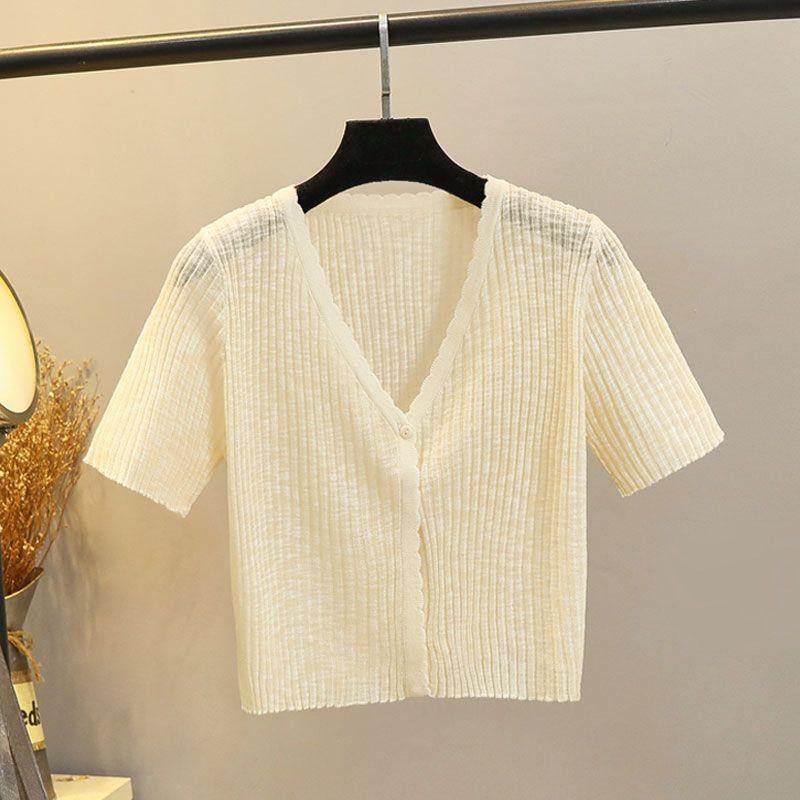 

Кардиган с защитой от солнца, платье-слинг, тонкий трикотаж из ледяного шелка, с коротким рукавом Apricot M