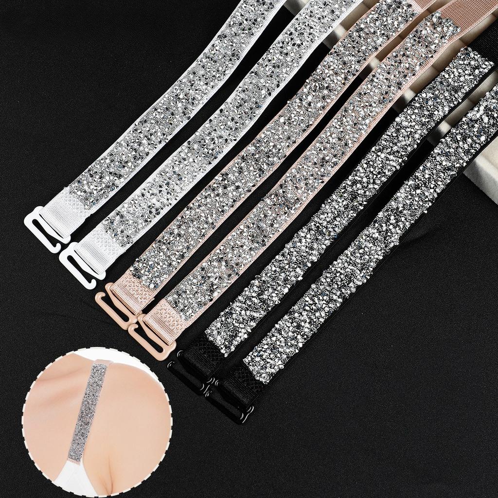 1Pair Elegant Rhinestone Shoulder Strap, Shiny Broken Diamond Shoulder Strap, Removable Decorative Shoulder Strap Female, Adjustable