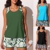 European and American Split Two-piece Vest Bikini Plus Size Swimsuit Women's Boxers Printed Tankini