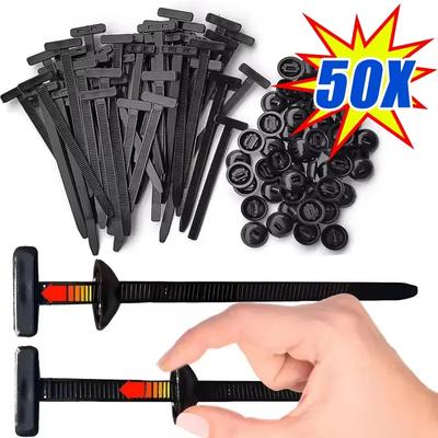 20-100PCS Nylon Universal Cable Tie Buckle Heavy Duty Self-Locking Zip Ties with Pin and Button Car Fixing Cable Tie Fasteners
