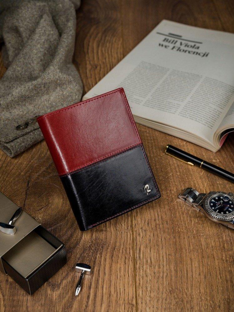 Two-tone Men's Wallet Made of Genuine Leather Without a Clasp - Rovicky