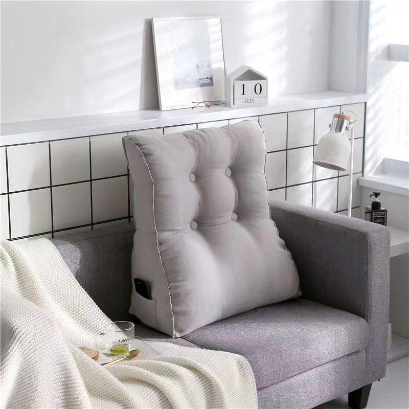 

Трехмерная подушка Треугольная поясничная подушка для кровати и татами Большая подушка для спины для дивана с мягкой обивкой Тканевая поясничная подушка Milky White 45x 55x 30 (in waist protection)