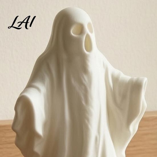 Desktop Ornament for Halloween 3D Printed Ghost Statue Ornament Funny Figurine Minimalist Pleated Creative Birthday Gifts Cloak Sculpture