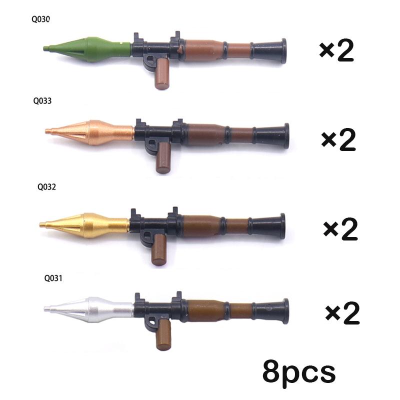 MOC airdrop box spray painted bazooka two-color olive green bronze weapon equipment small particle construction block accessories