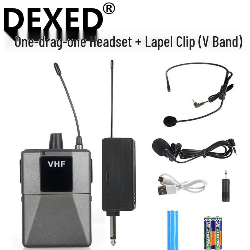 

VHF Wireless Dual Microphone Set for Stage, KTV, and Live Broadcast – Head-mounted and Lapel Clip Style чорний