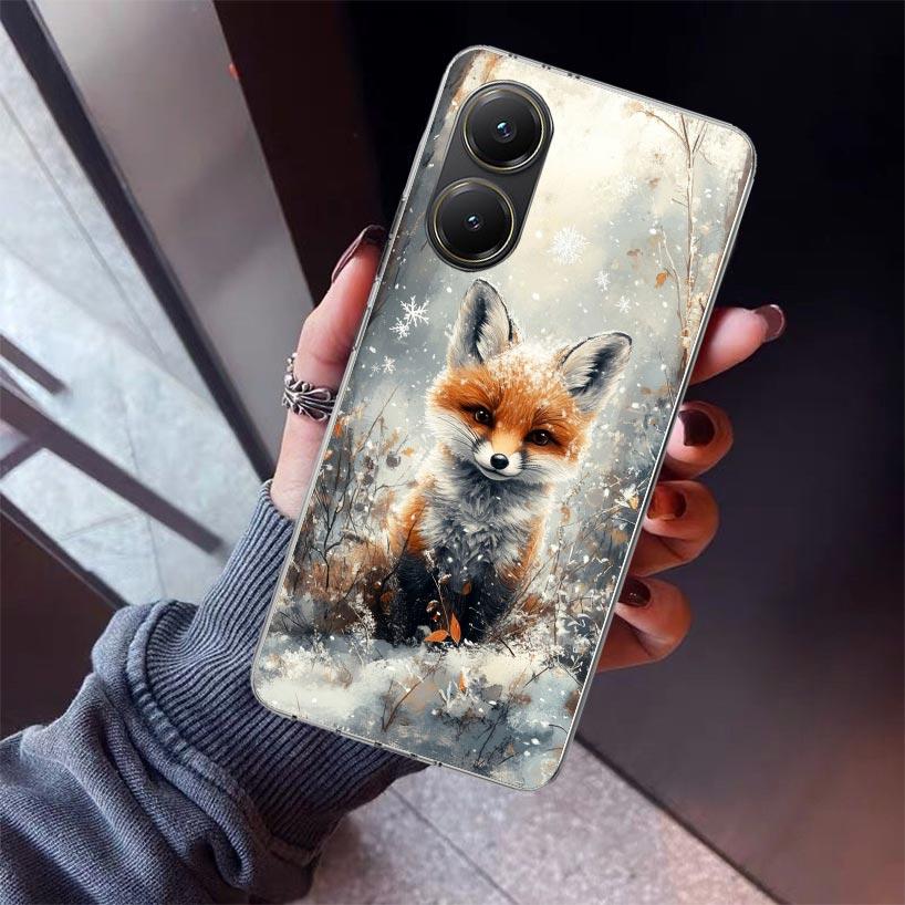 Animal Fox Phone Case For Xiaomi Poco X5 X6 X7 Pro F7 Ultra M7 Redmi 15C 15 13C 13 12C 12 10 10C 10A 9 9C 9T 9A Cover Poco X3 X5