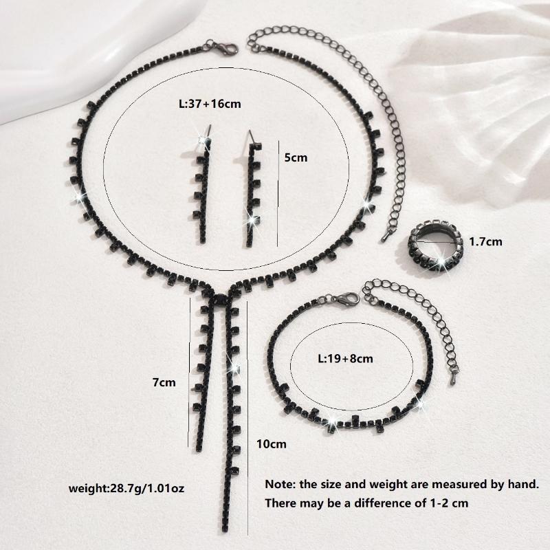 Chaîne Diamant Design Simple, Collier, Boucles d'oreilles, Bague Bijoux Ensemble de Mariée Accessoires