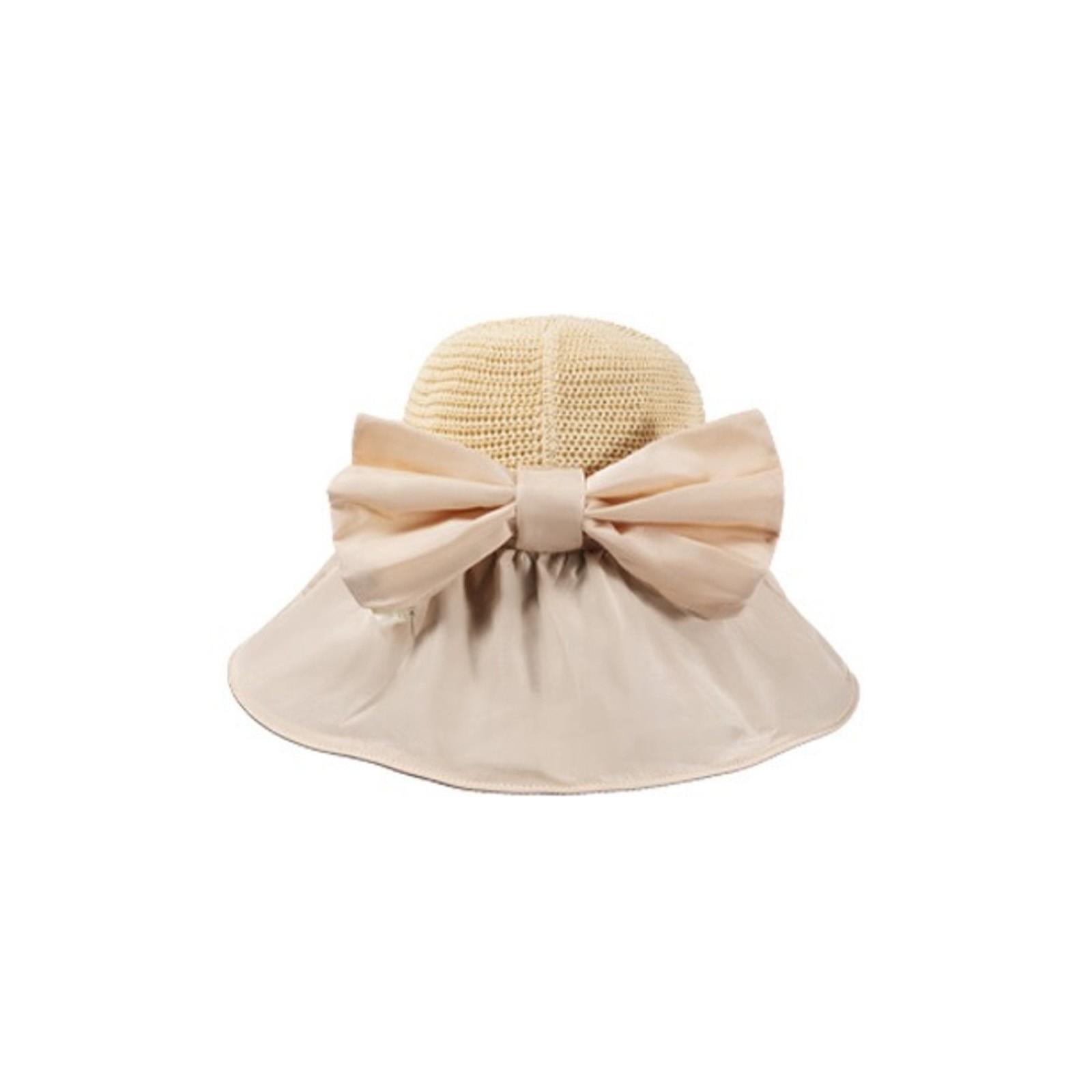 

Wide Brim Sun Protection Hat Foldable Straw Top with Large Bow Accent and Full Coverage Sunshade for Outdoor Activities One Size