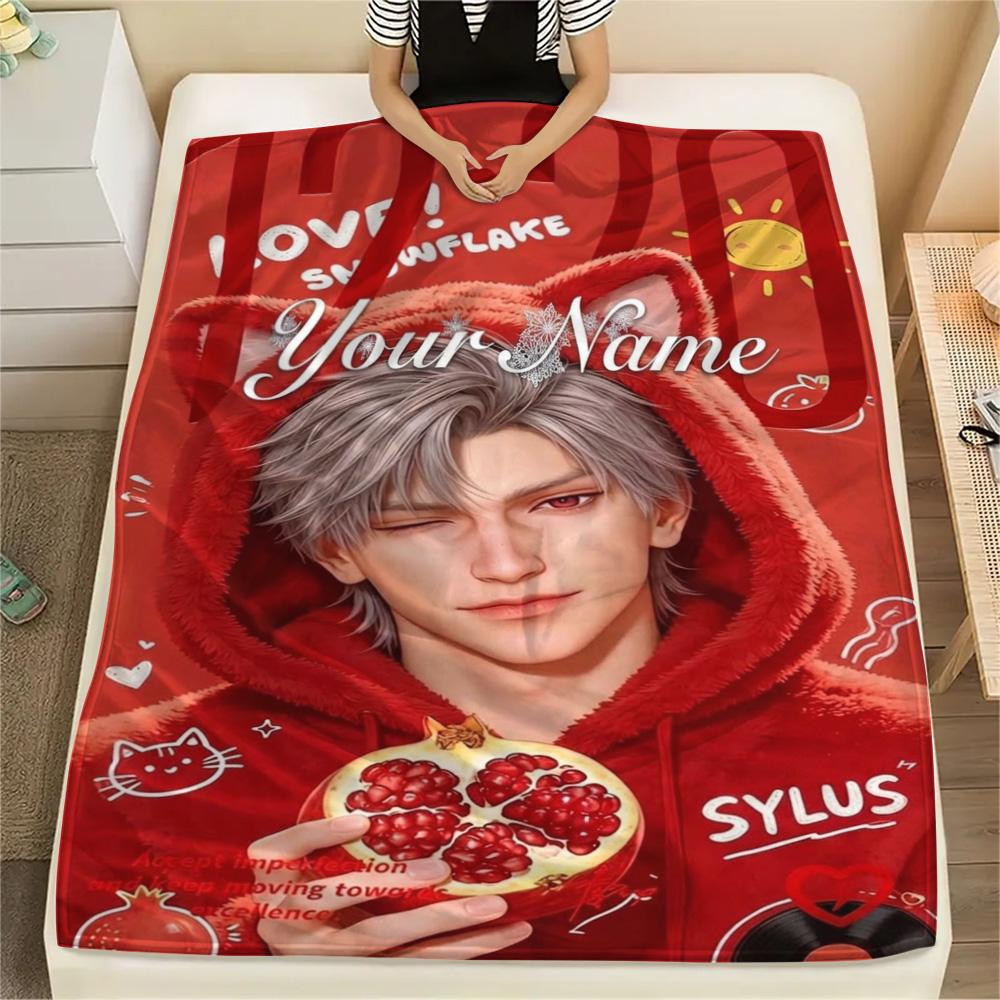 1PC Anime Series Custom Name Patterned Flannel Blanket Suitable For All Seasons For Home Decor Warmth And Comfort Gifts Holiday Present