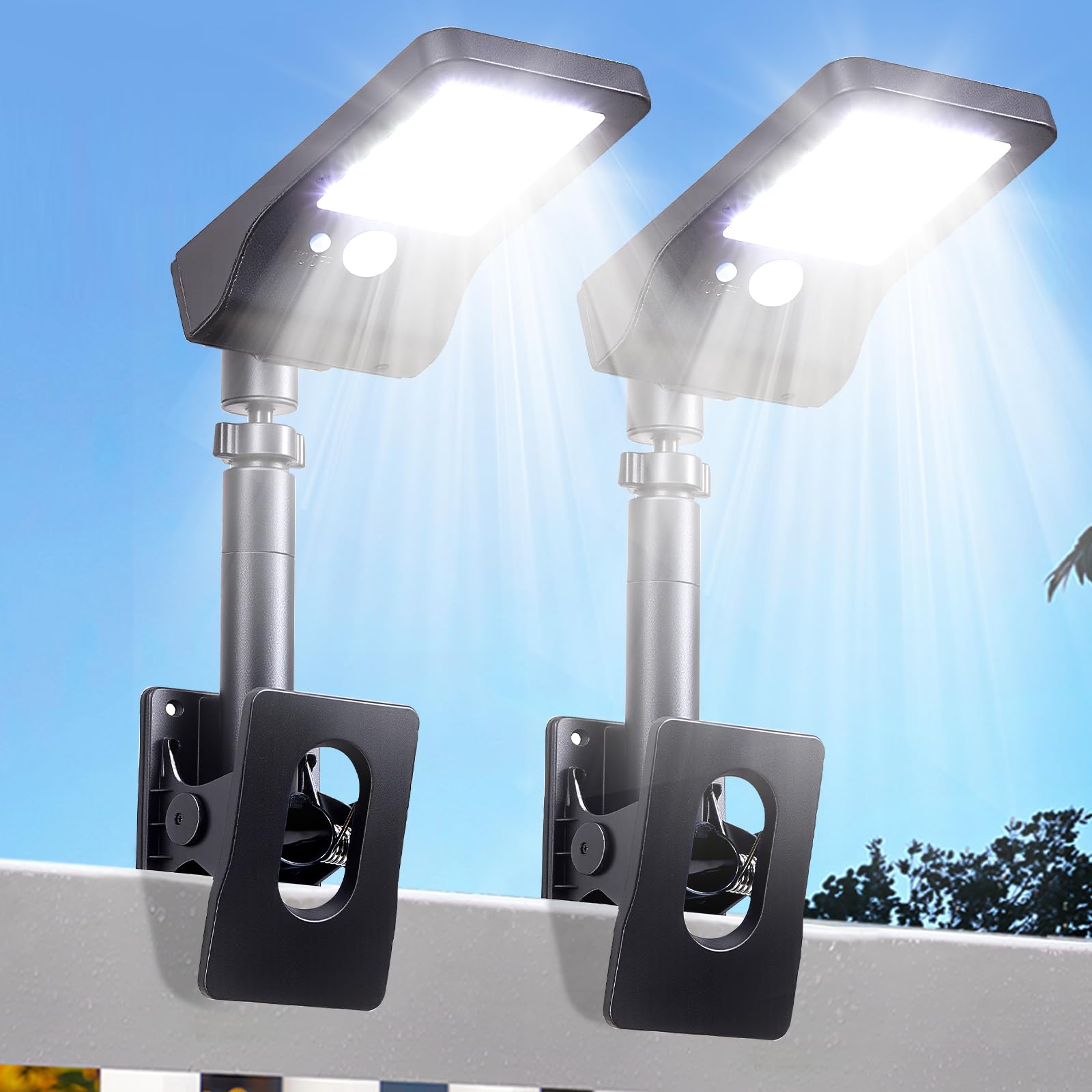 

LIFENGSOLER 60 LED Solar Light, Outdoor, IP65 Waterproof, Motion Sensor, 600 Lumens, Ultra Bright, Daylight White, Vertical and Horizontal Clip-on