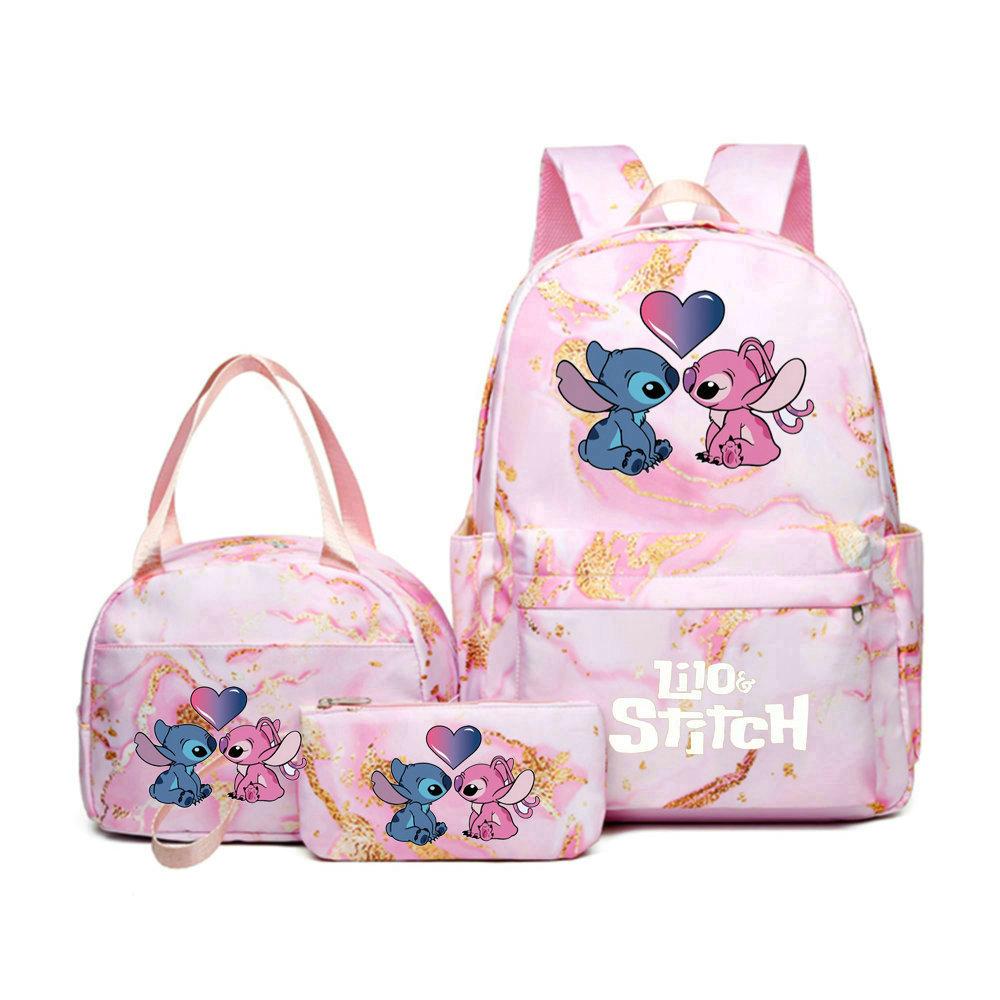 Cartoon Pattern Backpack, Elementary School Student College Style Schoolbag, Outdoor Travel Backpack Three-Piece Set three-piece set