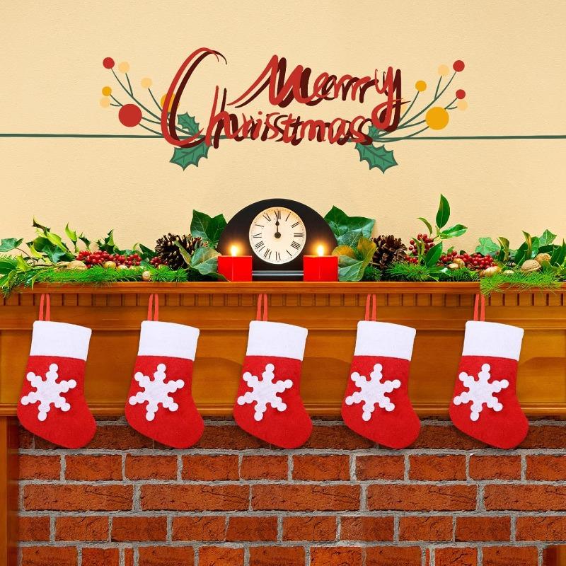 Mini Christmas Sock Silverware Holders Small Stocking Ornament for Knife Spoon Fork Storage Xmas Tree Dinner Table Party Decor