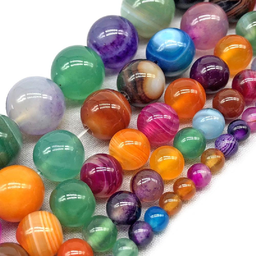 

Многоцветные полосатые агаты Камень Круглые бусины 15 нить Гладкие Свободные Разделительные бусины 4/6/8/10/12 мм для изготовления ювелирных изделий DIY Браслеты Аксессуары Dia 8mm