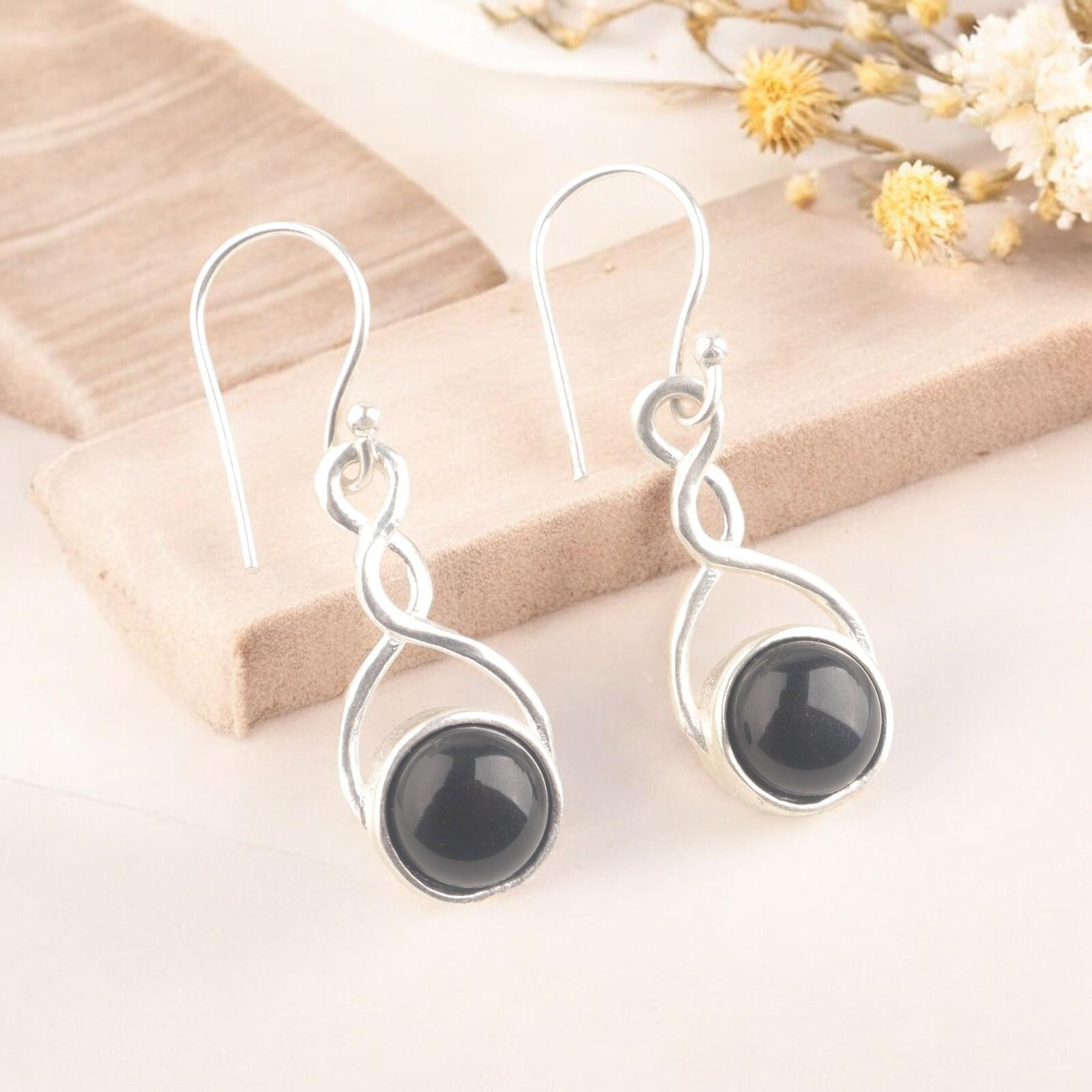 

Cabochon Black Tourmaline 925 Sterling Silver Handmade Jewelry Earrings 1.86 CE-15-22