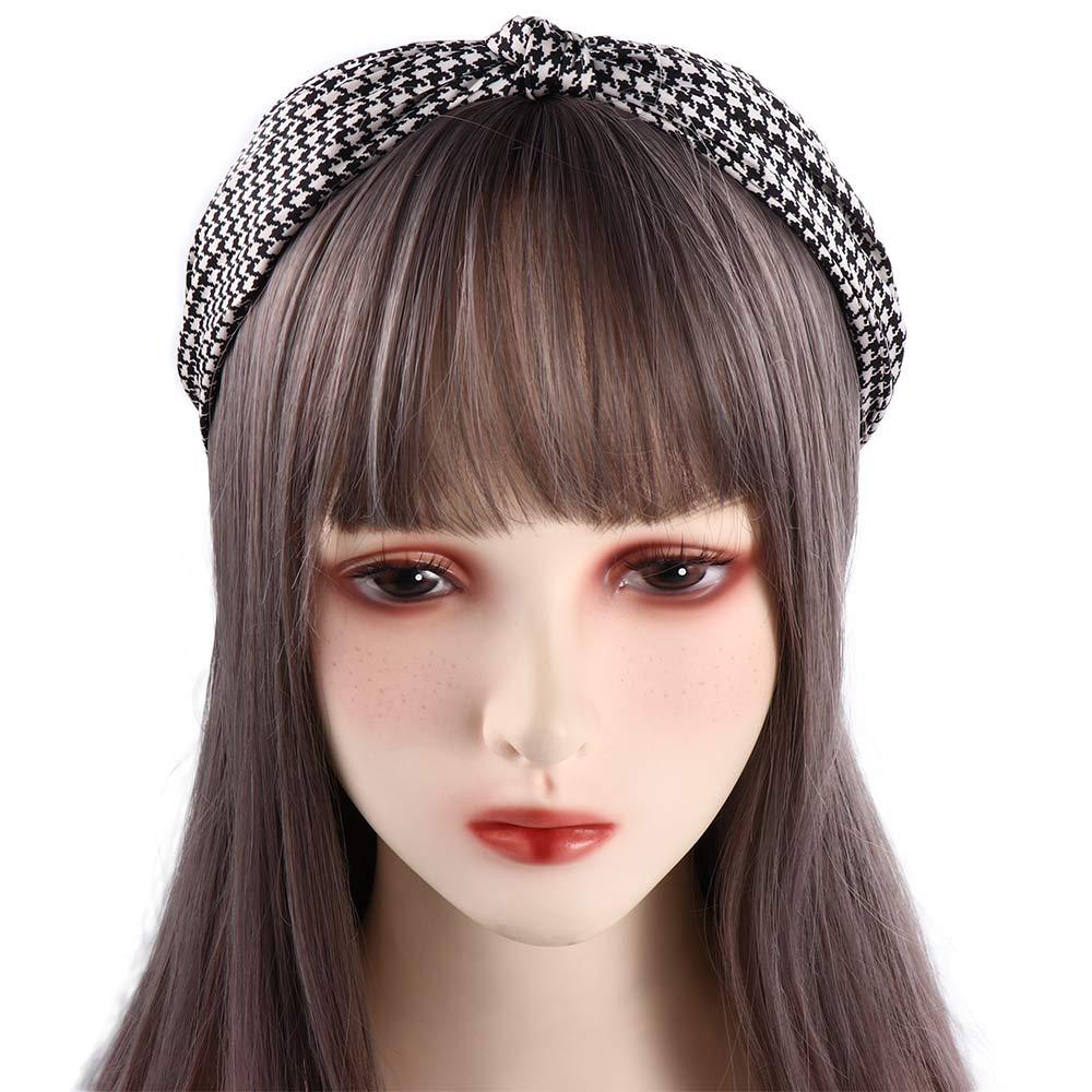 Lattice Non Slip For Girls Flower Knot Headband Korean Head Wrap Women Hair Hoop Grid Hairbands