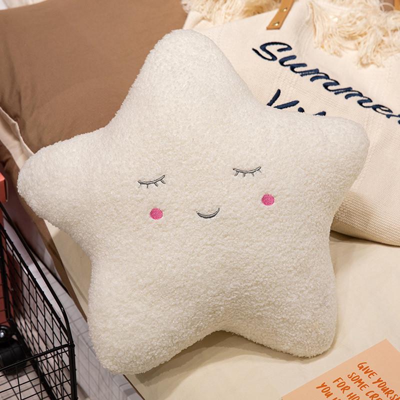 Fluffy Cloud Moon Raindrop Star Plush Toy Sofa Cushion Kids Room Decor 45cm White Round Eyes