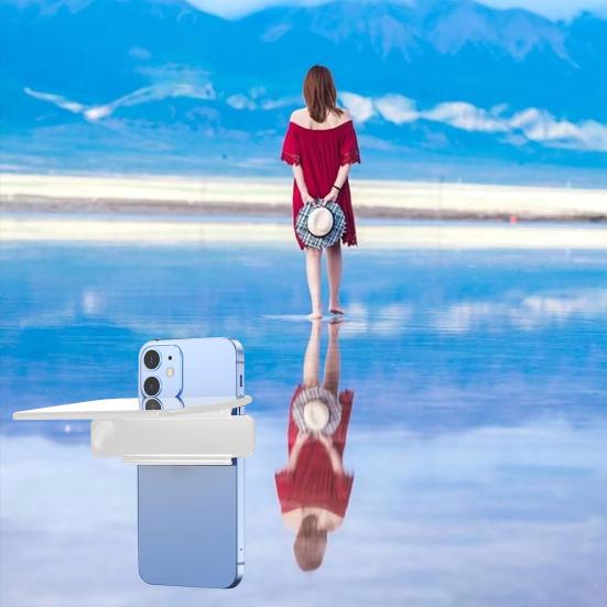 Phone Reflection Clip with Larger Mirror & Remote Adjustable Angle Mirror Effect Lens for Stunning Water Sky Shots Rear Camera Mirror Accessory