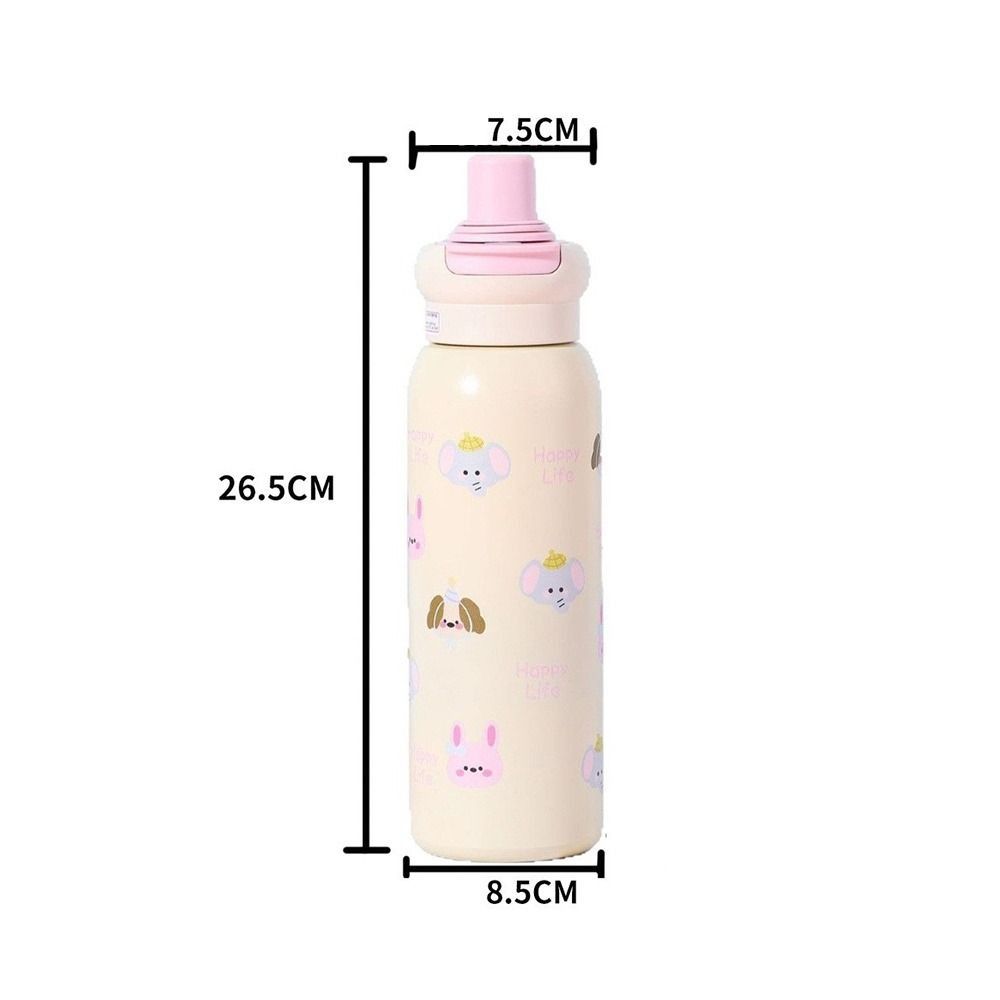 Cute 620ML Vacuum Cup Insulation Or Cooling with Straw Insulated Cup High-Capacity Thermal Water Bottle for Student Children