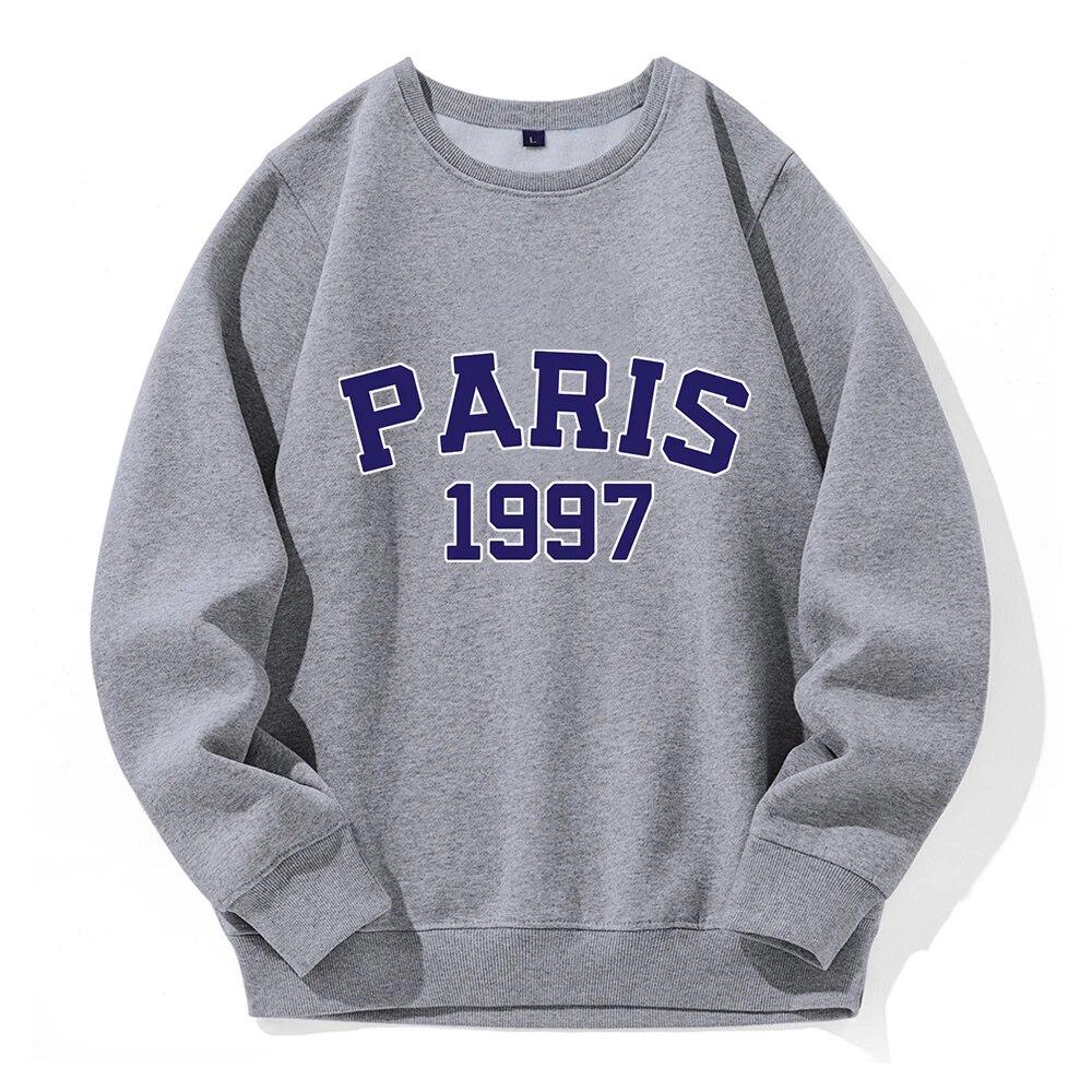 Paris 1997 Street City Hanorac imprimate cu litere unisex Moda noutate Hanorac clasic Trend Haine largi oversize fleece