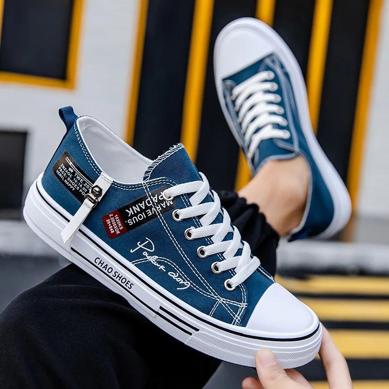 Letnie Męskie Trampki Płócienne Niskie Codzienne Oddychające Buty Nastolatki Modne Lekkie Młodzieżowe Streetwear Wygodne Obuwie