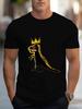 Dinosaur Graphic T-shirt with Crown Design - Casual Short Sleeve Round Neck Tee