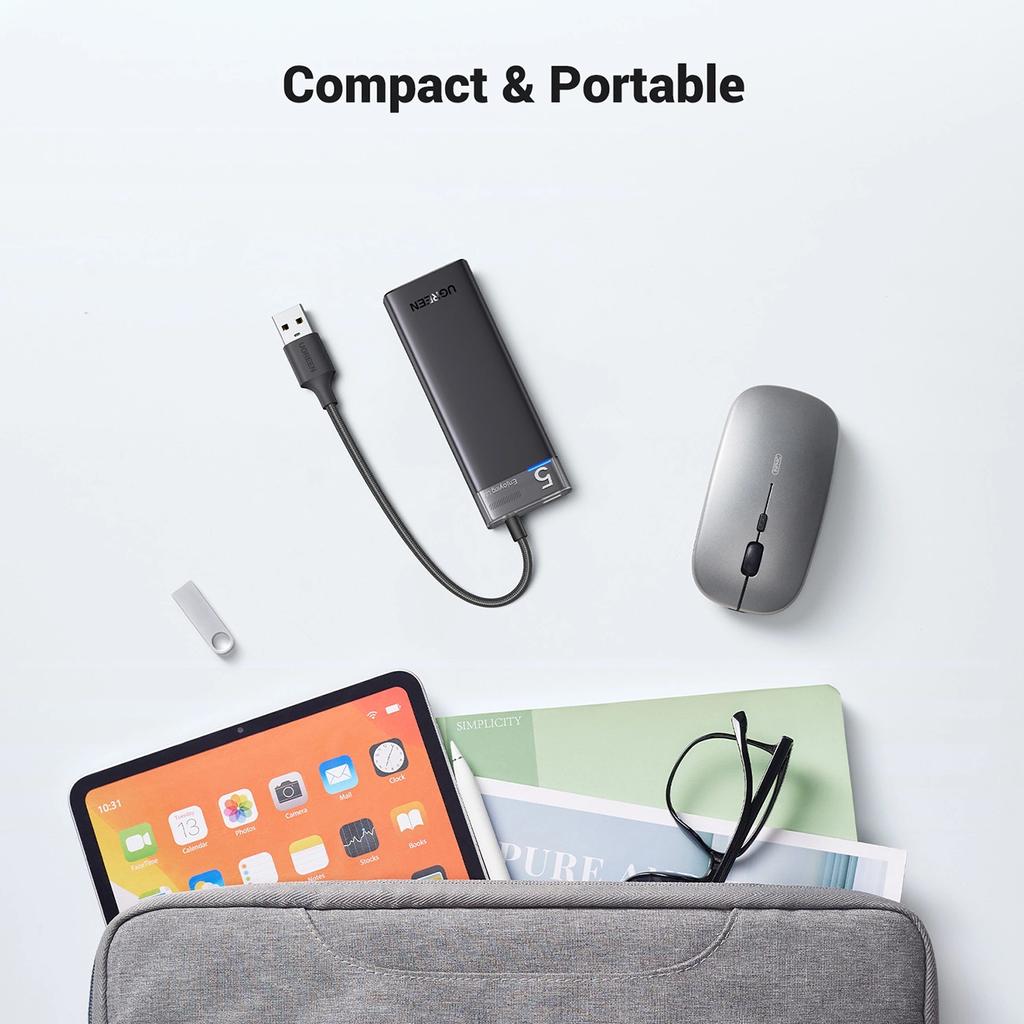 Ugreen Cm653 Hub With 4 Usb-A Ports And Usb-A Power Cable - Black