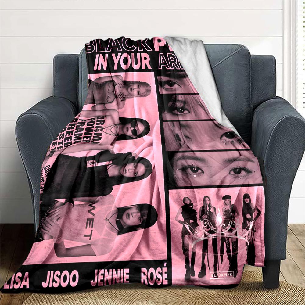 Blackpink Members Pink Theme Blanket Soft Warm Suitable for Sofa Couch Office Bed All Seasons Digital Print Perfect Gift for Relatives Y12