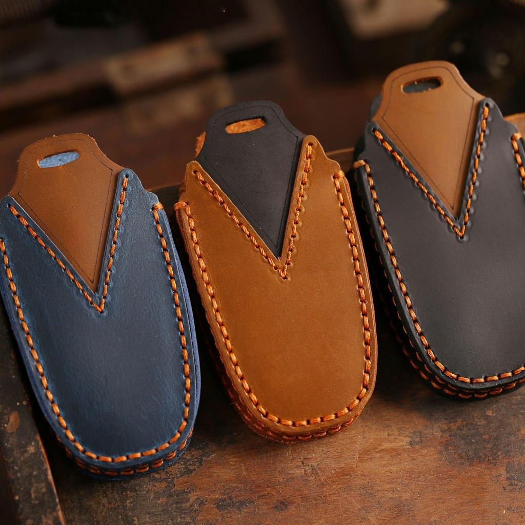 HALLMO Genuine Leather Car Key Case Cover For Ford