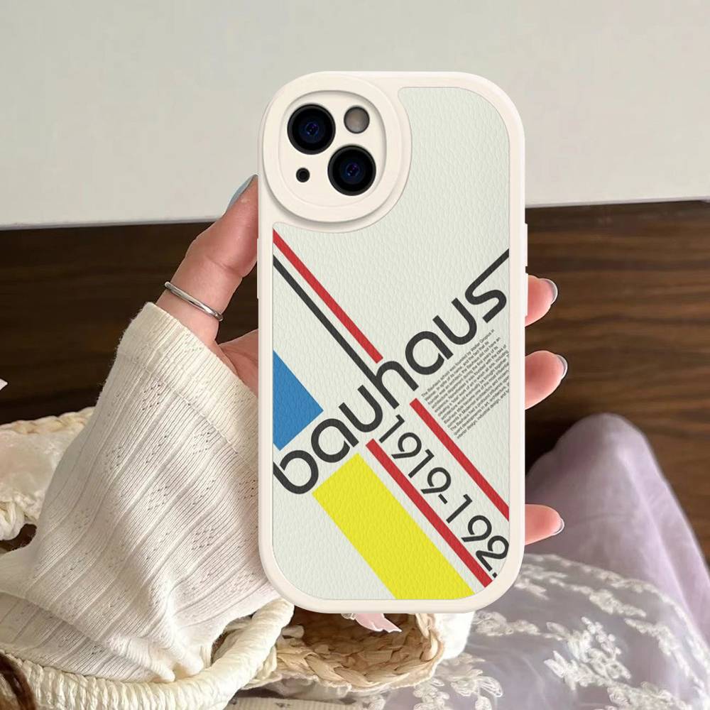 

B-Bauhaus Fashion Retro Art Leather Phone Case For IPhone 16 16e 15 14 13 12 11 Pro Max Plus Mini Cover iPhone 16pro max