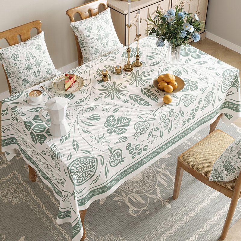 Rectangular Waterproof Cotton Linen Table Cover Flower and Bird Printed Tablecloth Anti Slip Wear-resistant Home Desktop Cover