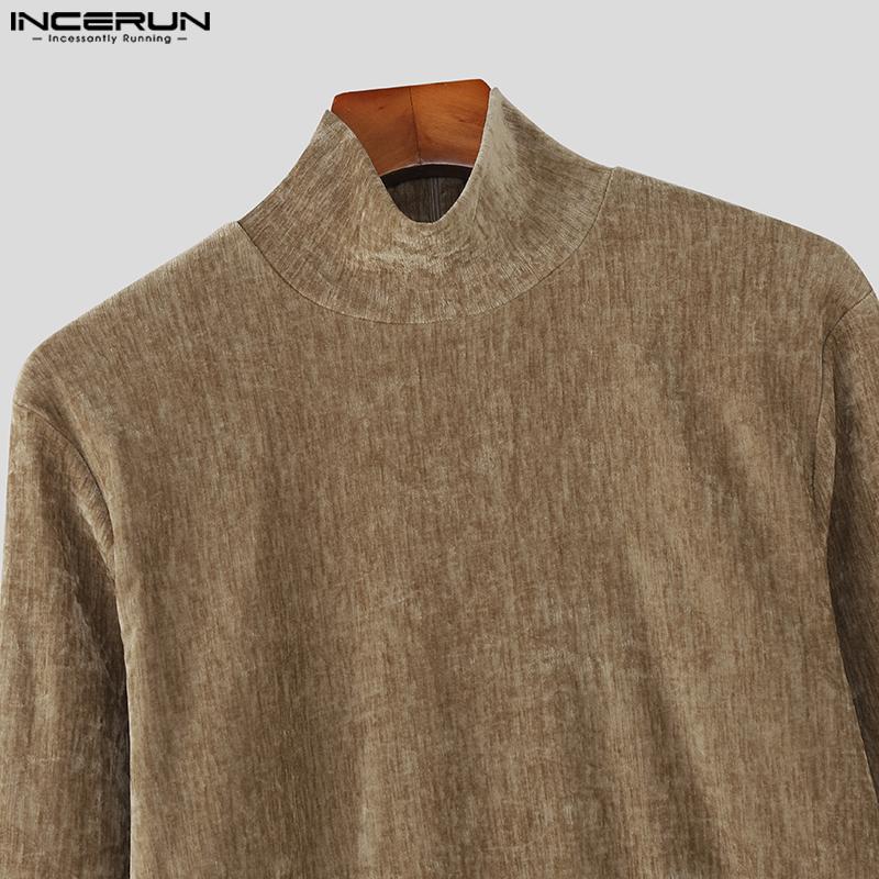 INCERUN Autunno Uomo Dolcevita Manica Lunga Spacchi Alti Tunica Top Pullover