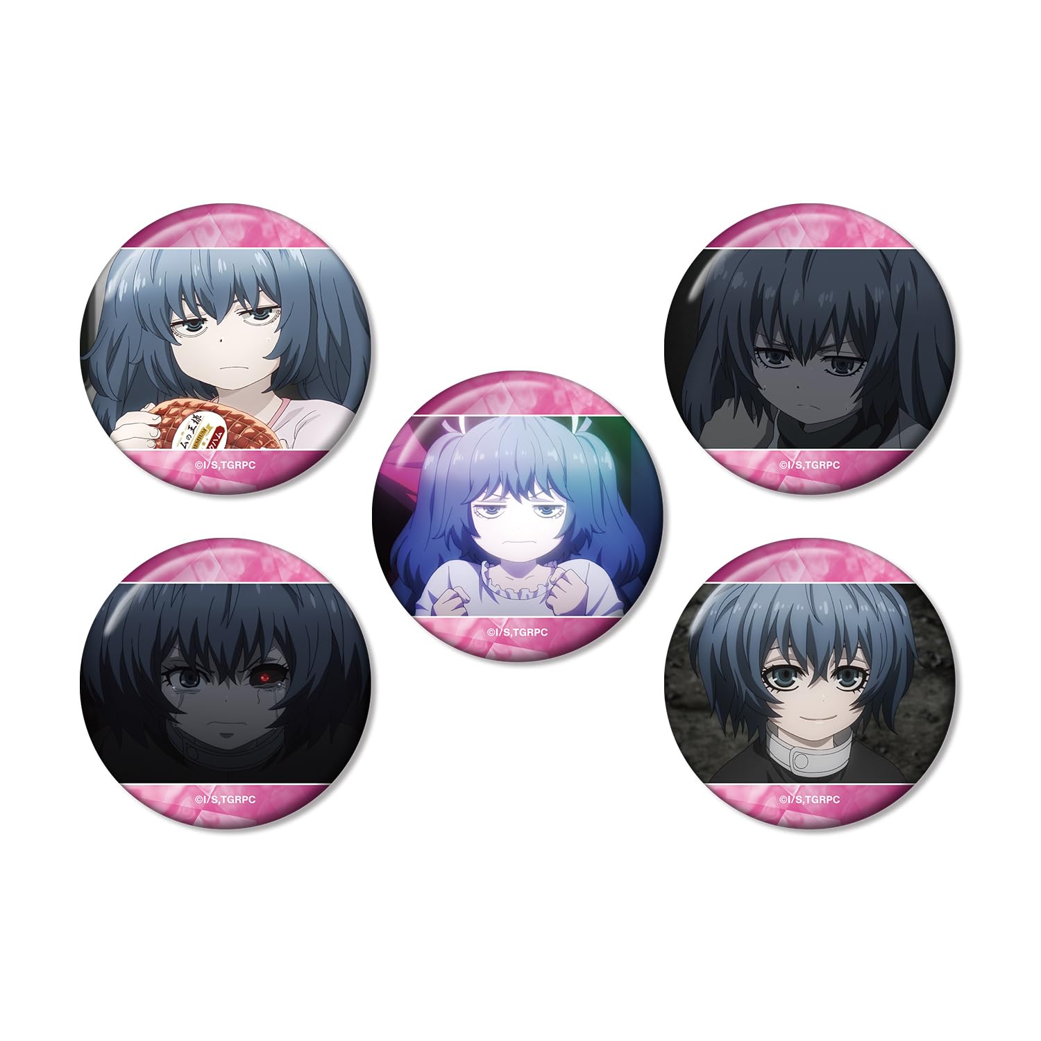 

Set of 5 Saiko Yonebayashi still badges from the TV anime Ghoul Tokyo re