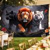 Majestic Lion Tiger Black Panther Jungle Flowers Tapestry Wall Hanging For Living Room Bedroom Decor Wild Animal Art Print Home