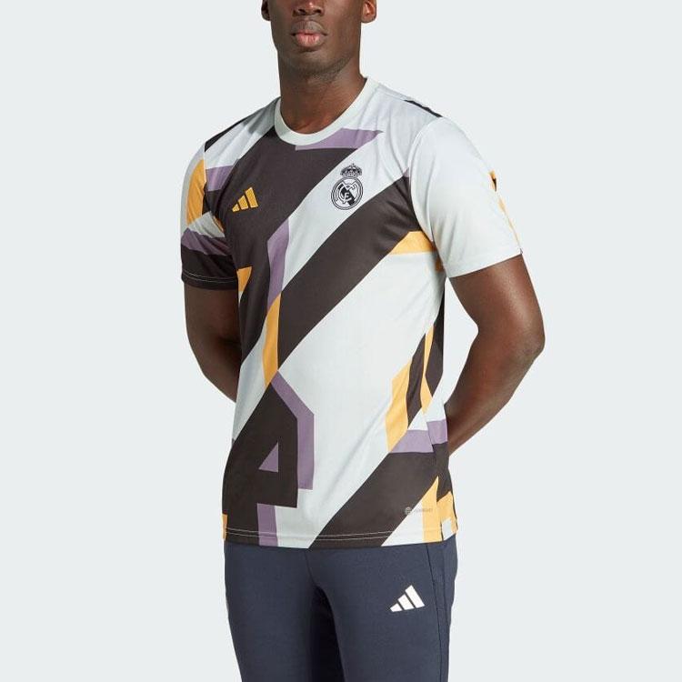 Adidas Geometric Pattern Color Block Print Round Neck Short Sleeve Soccer Jersey Men Tops Multicolor IB0877