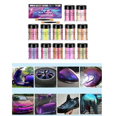 Poudre de mica 12 pigments changeants de couleur Pigment chromé saturé pour résine époxy Art Nail Art Accessoires Outil de peinture