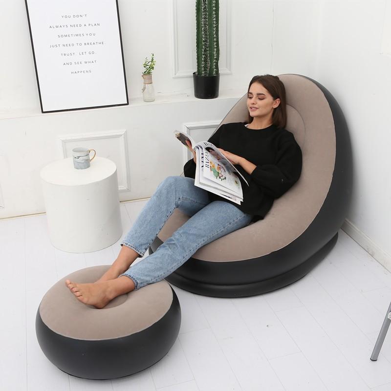 Inflatable Flocking Lazy Sofa Seat for Living Room