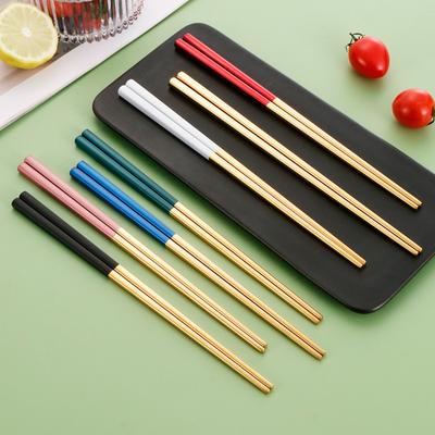 1 Paar chinesische Essstäbchen aus 304 Edelstahl, rutschfestes Besteck, quadratisch, für Sushi, Fastfood, wiederverwendbares Geschirr, Küchenwerkzeug