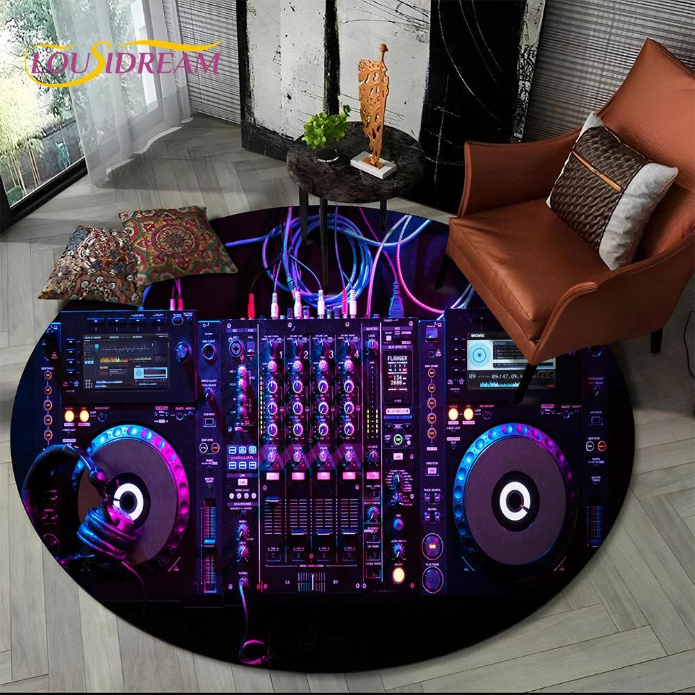 3D Vinyl Record Music DJ Screen Tape HD Round Area Rug,Carpet Rug for Living Room Bedroom Sofa Playroom Decor,Non-slip Floor Mat
