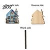 Durable Key Hook Wooden Fairy House Hanging Sign, Cottage Holder Wall Decor with 4 Entryway Storage Hooks, Vintage Flower Rack for Hallway Kitchen