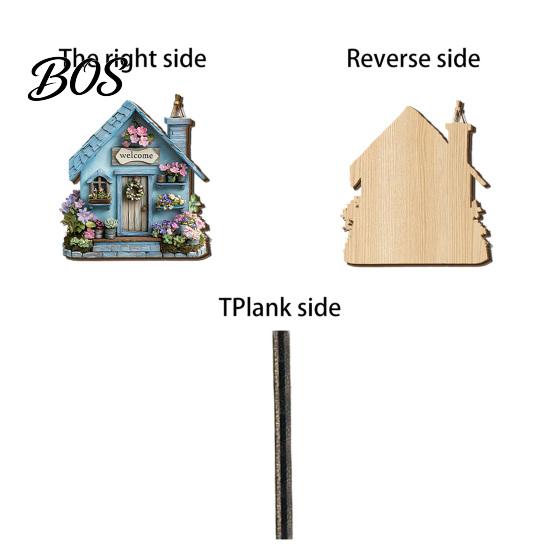 Durable Key Hook Wooden Fairy House Hanging Sign, Cottage Holder Wall Decor with 4 Entryway Storage Hooks, Vintage Flower Rack for Hallway Kitchen