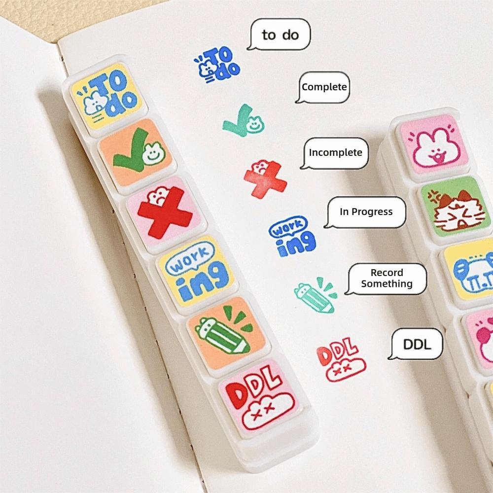 Cartoon Animal DIY Stamps Kawaii Reward Stamps Creative Seal Stamp Set Daily Decorative